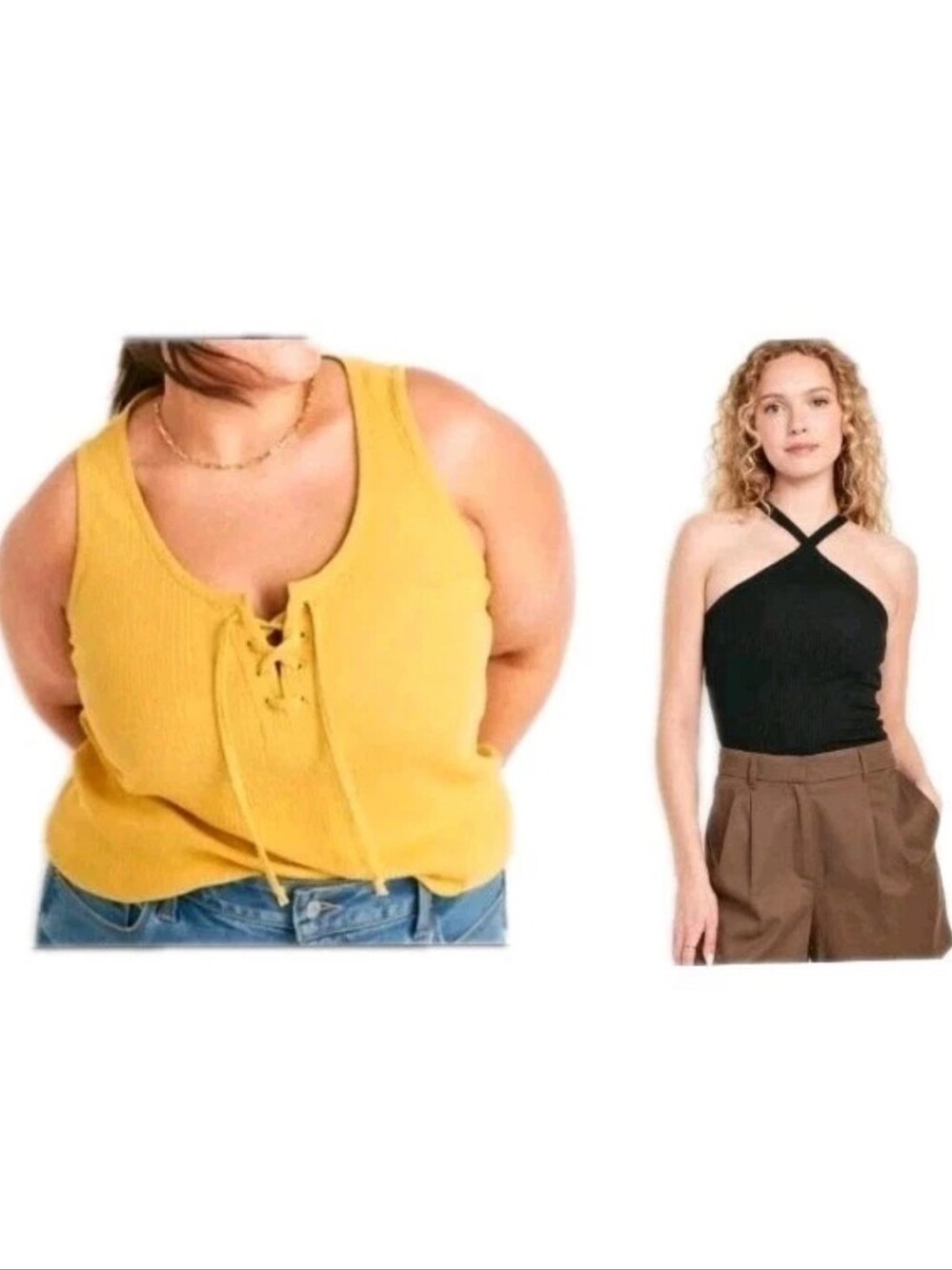 Old Navy Fitted Black Halter Neck Tank Top Slim Fit Pullover Shelf bra Nwot